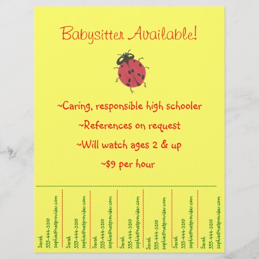 Babyzittende Flyer - Ladybug (Voorkant)