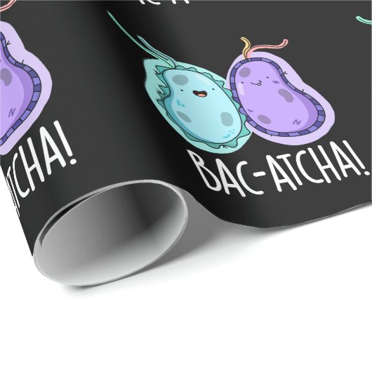 Bac-atcha Funny Bacteria Pun Dark BG Cadeaupapier (Rol Hoek)