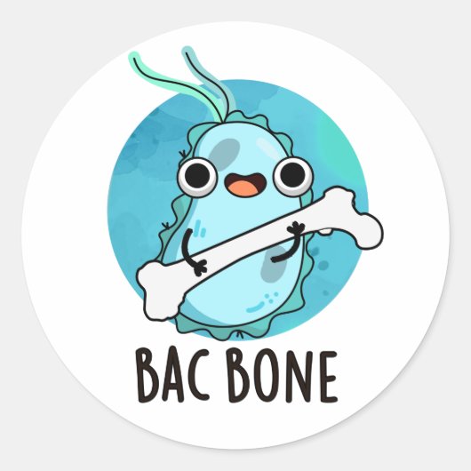 Bac Bone Funny Bacteria Pun Ronde Sticker (Voorkant)