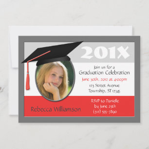 Bac de diplôme et Tassel Photo Red Invitations