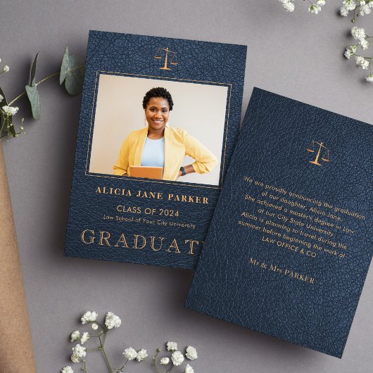 Baccalauréat en droit Marine or photo faire-part