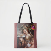 BACCHUS, DRUIVEN EN WITTE GEMSTONMONOGRAM DRAAGTAS (Voorkant)