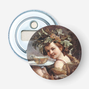 BACCHUS, DRUIVEN EN WITTE WIJN BUTTON FLESOPENER