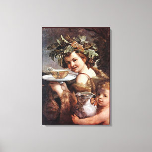 BACCHUS, DRUIVEN EN WITTE WIJN CANVAS AFDRUK