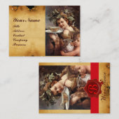 BACCHUS, DRUIVEN, WITTE WINE ROOD WAX SEAL PARCHCH VISITEKAARTJE (Voorkant / Achterkant)