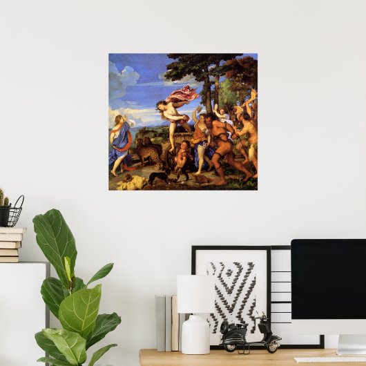 Bacchus en Ariadne van Titiaan Poster (Thuiskantoor)
