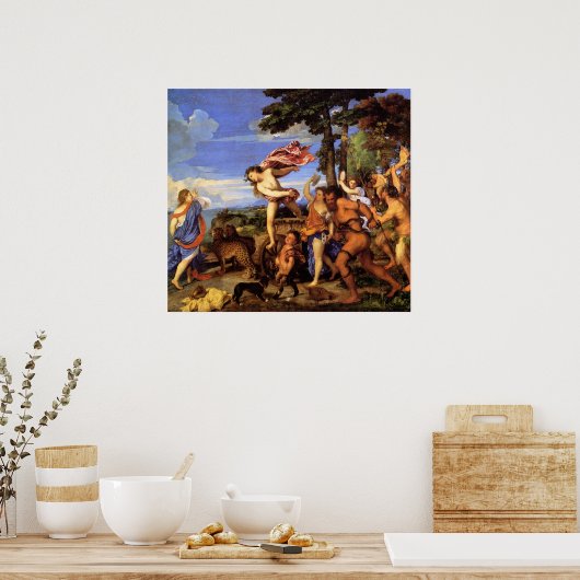 Bacchus en Ariadne van Titiaan Poster (Keuken)