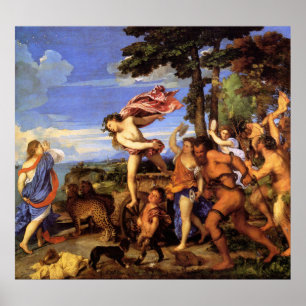 Bacchus en Ariadne van Titiaan Poster