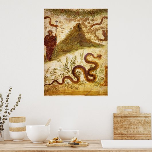 Bacchus en Serpent Agathodaimon in Pompeii Poster (Keuken)