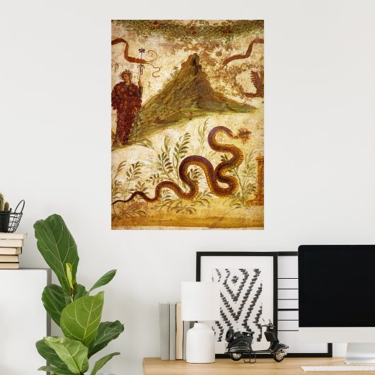 Bacchus en Serpent Agathodaimon in Pompeii Poster (Thuiskantoor)