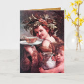 BACCHUS, GRAPES EN ROOS WIJNPARCHTHday Kaart (Gele Bloem)