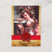 BACCHUS, GRAPES, ROOS RODE WAX-VERZEGELING VISITEKAARTJE (Achterkant)