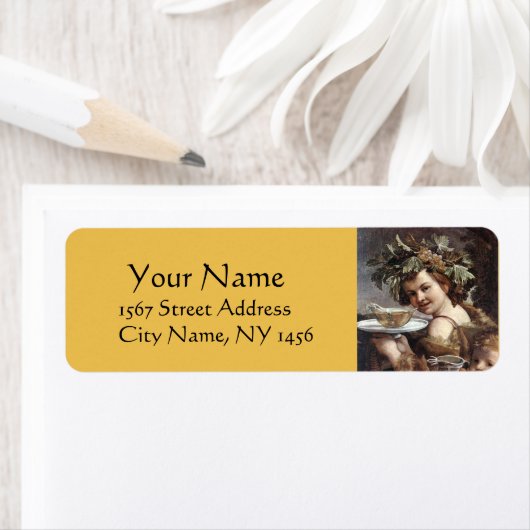 BACCHUS MET DRUIVEN EN WITTE WIJN ETIKET (Insitu)