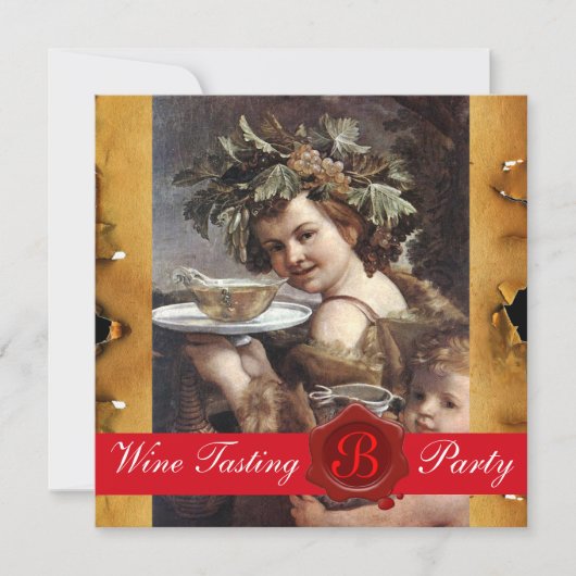BACCHUS, WINE TASTPARTIJ RODE WAX SEAL PARCHMENT KAART (Voorkant)