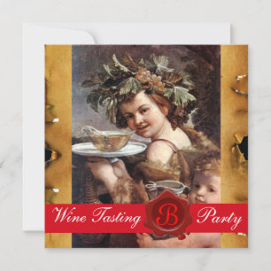 BACCHUS, WINE TASTPARTIJ RODE WAX SEAL PARCHMENT KAART