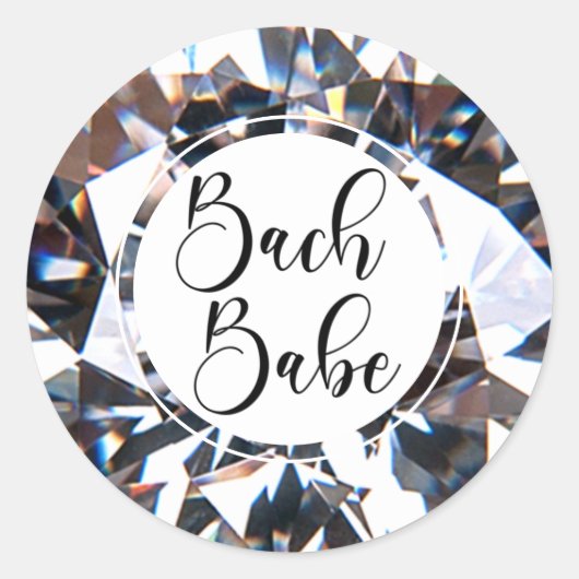 BACH BABE Script Diamond Bachelorette Ronde Sticker (Voorkant)