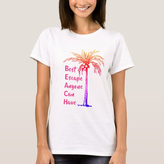 BACH Best Escape Iedereen kan een kleurrijk palm h T-shirt (Voorkant)