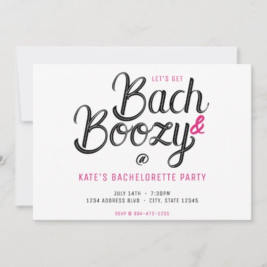 Bach & Boozy Wit & Roze vrijgezellenfeest Kaart (Voorkant)
