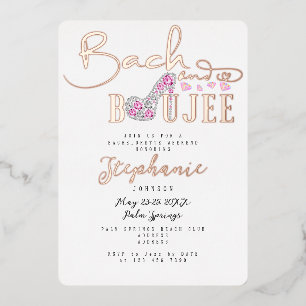 Bach & Boujee Diamond Glam Bachelorette Party Roos Folie Uitnodiging