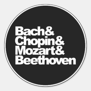Bach, chopin en Mozart en Beethoven Ronde Sticker
