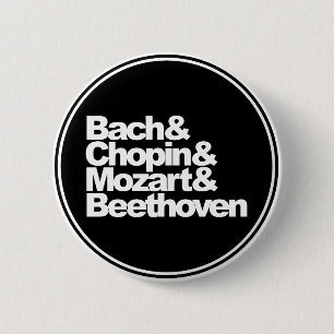 Bach, Chopin, Mozart en Beethoven Ronde Button 5,7 Cm