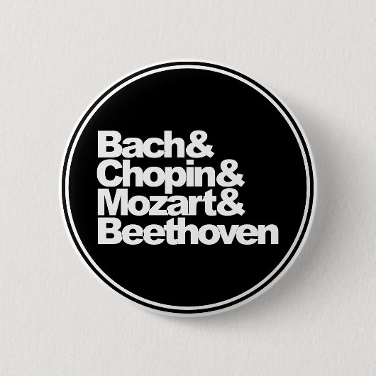 Bach, Chopin, Mozart en Beethoven Ronde Button 5,7 Cm (Voorkant)