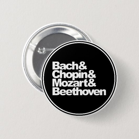 Bach, Chopin, Mozart en Beethoven Ronde Button 5,7 Cm (Voorkant /achterkant)