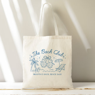 Bach club beach seashells bridesmaids gifts custom tote bag