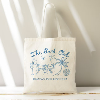 Bach club beach seashells bridesmaids gifts custom tote bag