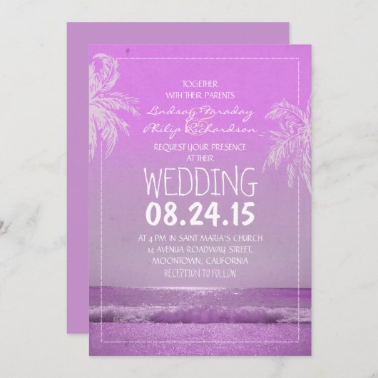 BACH en zee golven en uitnodiging voor palms bruil (Voorkant / Achterkant)