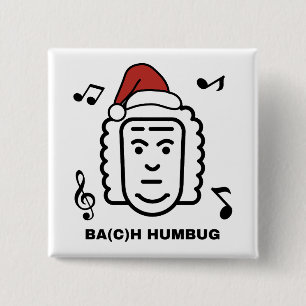 BACH Grappige Klassieke Muziek Componist Kerst Pun Vierkante Button 5,1 Cm