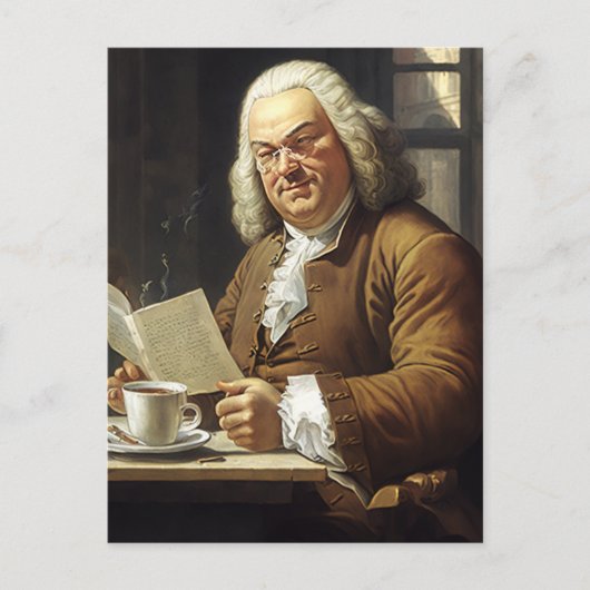 Bach houdt van koffie briefkaart (Voorkant)
