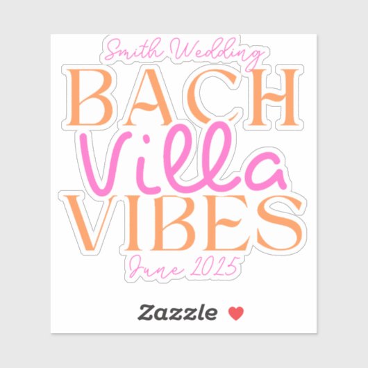 Bach Villa Vibes - Roze en Sinaasappel Tropisch Sticker (Vel)