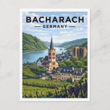 Bacharach Duitsland Vintage Reis Kunst Ansichtkaar