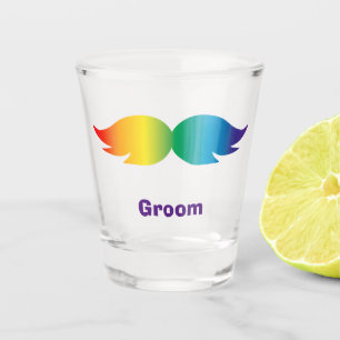 Bachelor / Bachelorette / bruiloft regenboog snor  Shot Glas