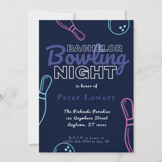 Bachelor Bowling Night Party Invitation (Devant)