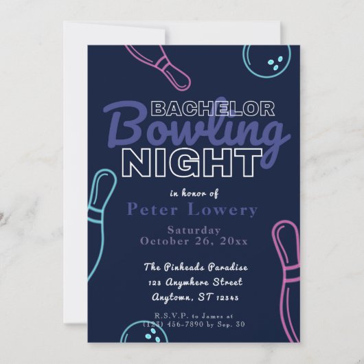 Bachelor Bowling Night Party Invitation (Devant)