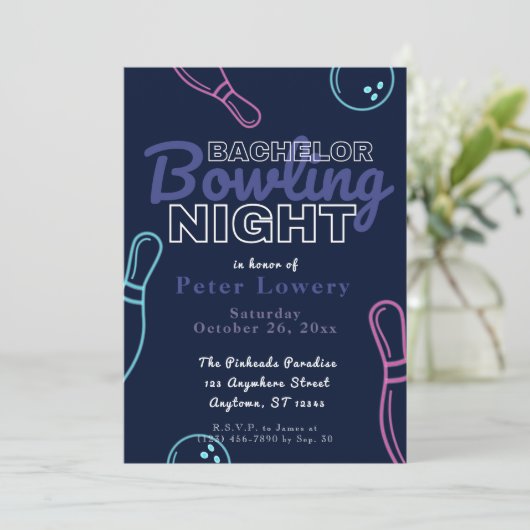 Bachelor Bowling Night Party Invitation (Debout devant)