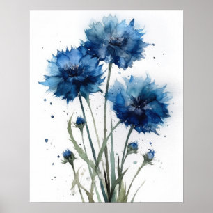 Bachelor Buttonnen Bloemenkunst Print Poster