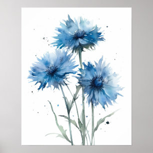 Bachelor Buttonnen Bloemenkunst Print Poster