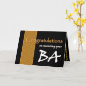 Bachelor of Arts BA Gefeliciteerd Custom Name Kaart (Gele Bloem)