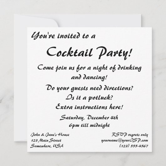 Bachelor op een cocktailparty Kaart (Achterkant)