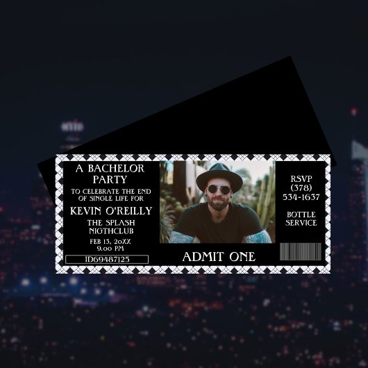 Bachelor ou Stag Party Photo Invitation Billet
