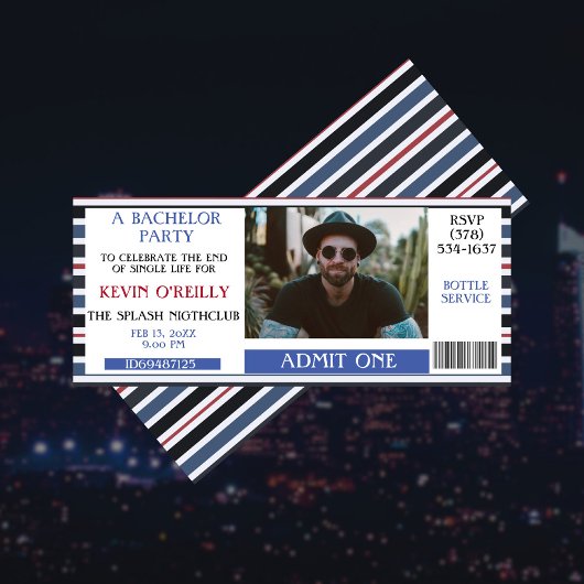 Bachelor ou Stag Party Photo Invitation Billet