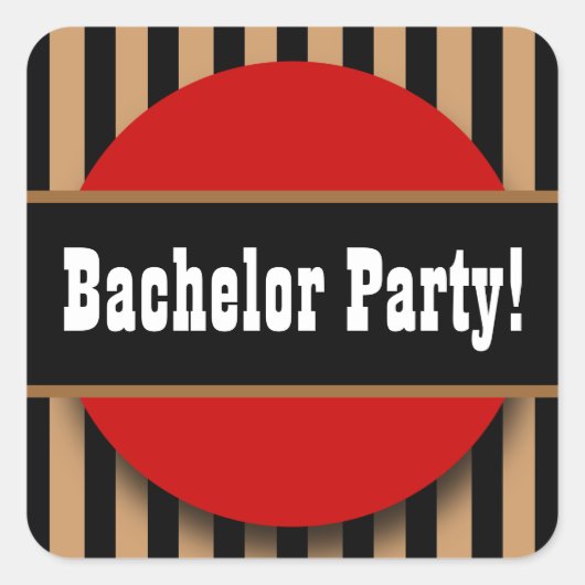 BACHELOR PARTIJ IN BLACK TAN RED B04 VIERKANTE STICKER (Voorkant)