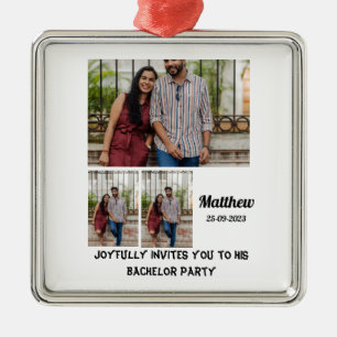 Bachelor Party, aangepast 3 Foto collage Metalen Ornament