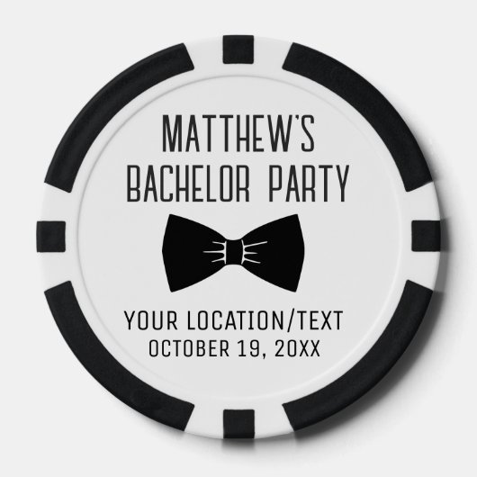 Bachelor Party Black Bow Stropdas Bruiloft Poker Chips (Voorkant)