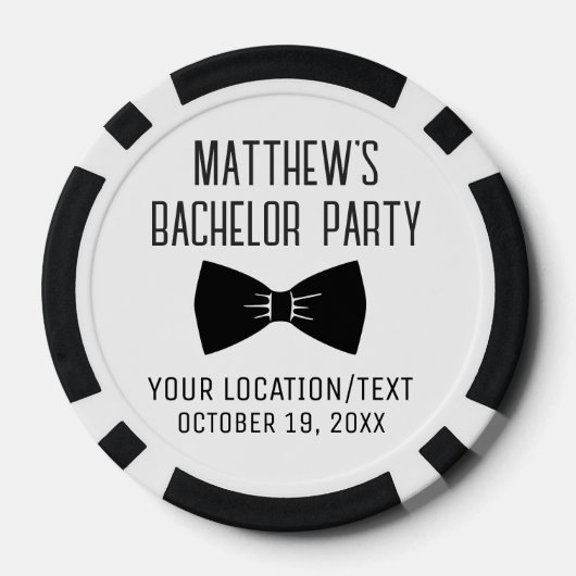 Bachelor Party Black Bow Stropdas Bruiloft Poker Chips (Achterkant)