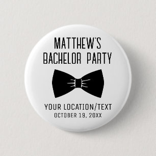 Bachelor Party Black Bow Stropdas Weddenschap Ronde Button 5,7 Cm