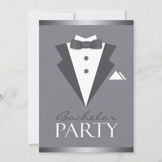 Bachelor Party Black Suit Flat Invitation (Devant)